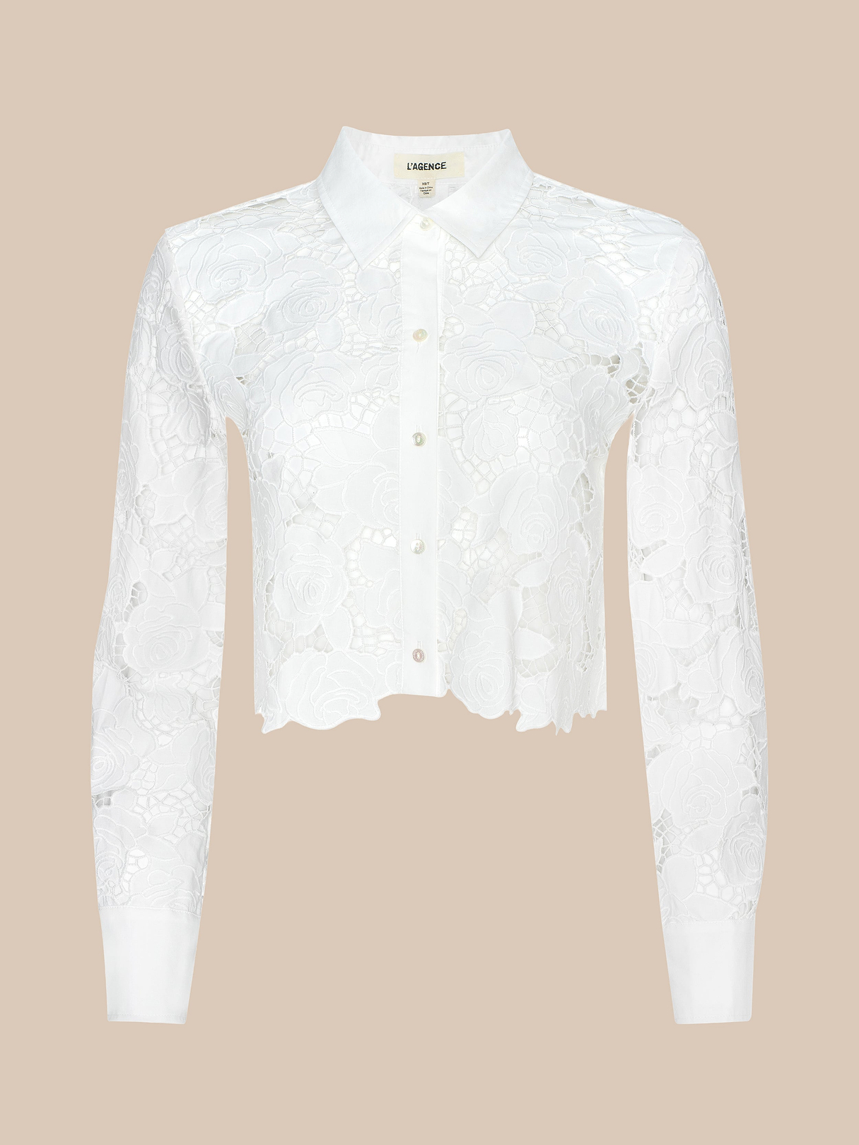 Seychelle Cropped Eyelet Blouse in Ivory | L'AGENCE