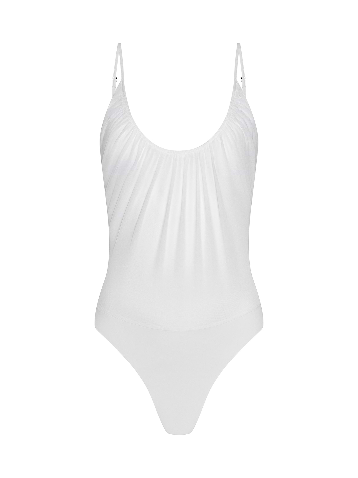 Gelina Ruched Bodysuit in White | L'AGENCE