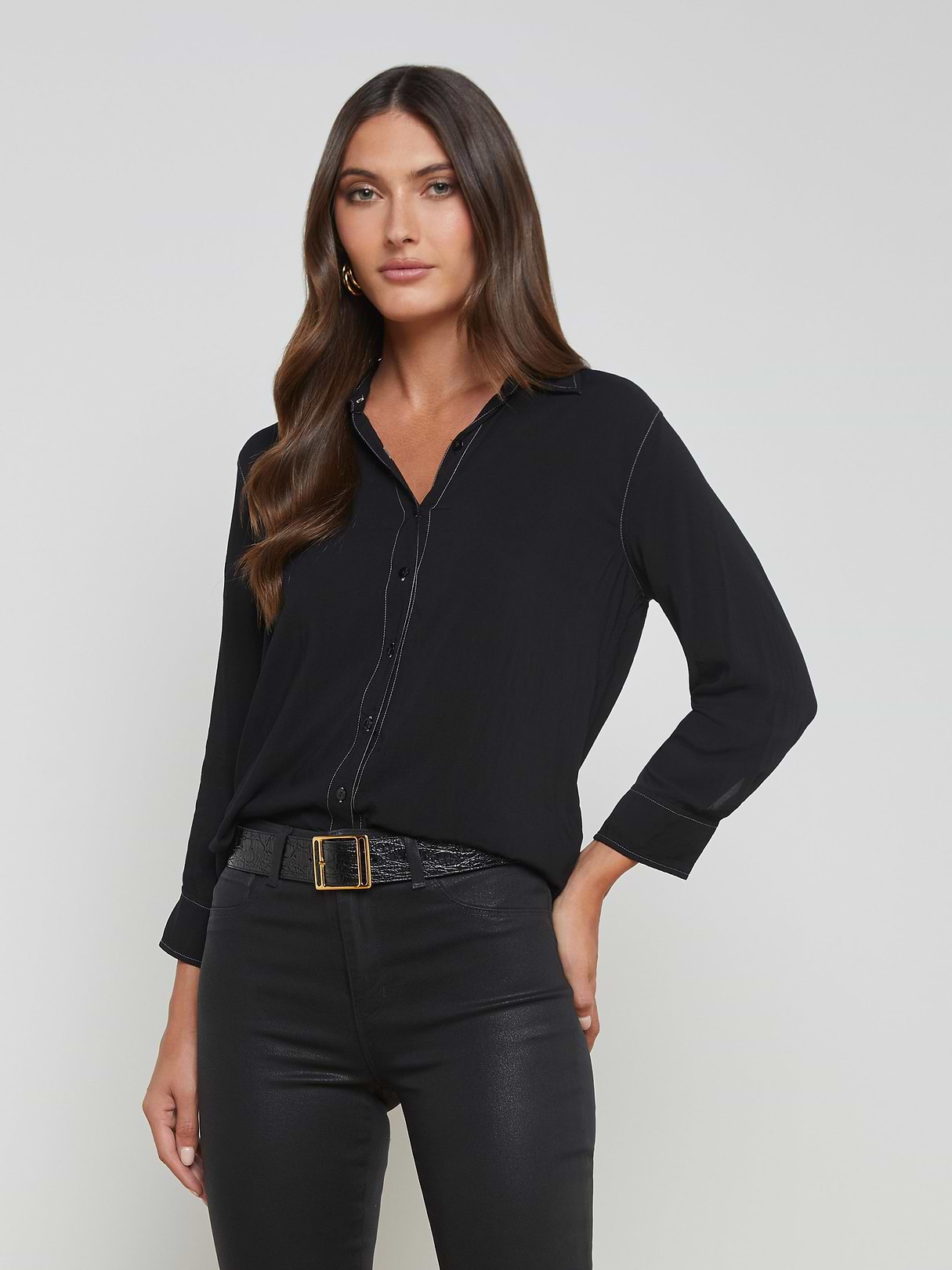 Marlene Blouse in Black/White Contrast | L'AGENCE