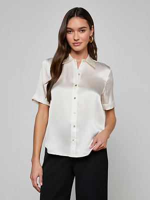 L'AGENCE Ellah Silk Blouse Top In Ivory L'AGENCE Ellah Silk Blouse Top In Ivory