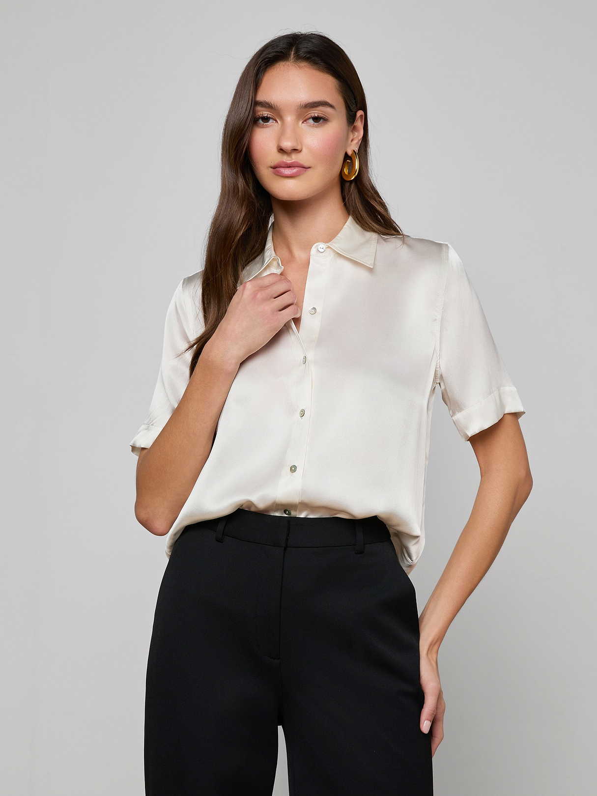 Ellah Silk Blouse in Ivory | L'AGENCE