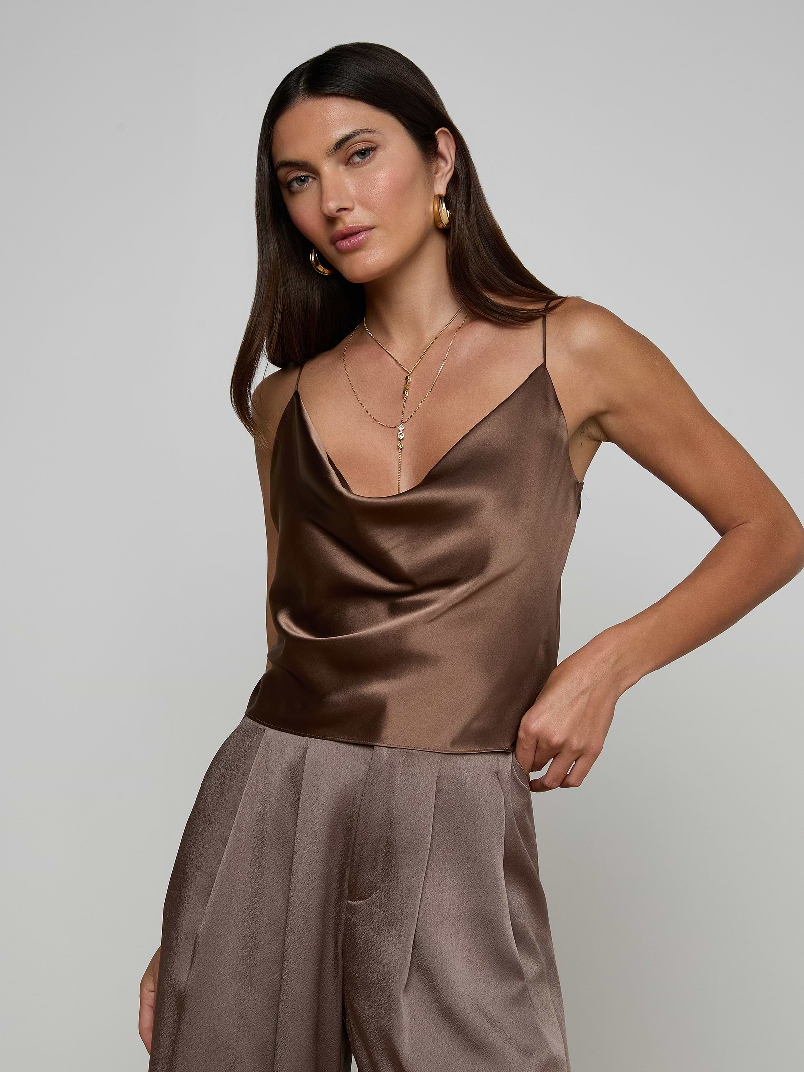 トップス FOLL 2026ss dry silk summer couchin Calista Silk Camisole in Cardamom | L'AGENCE
