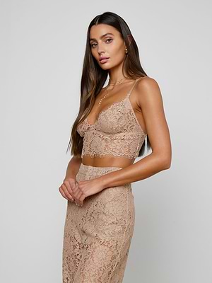 L'AGENCE Aislin Lace Bralette In Cappuccino L'AGENCE Aislin Lace Bralette In Cappuccino