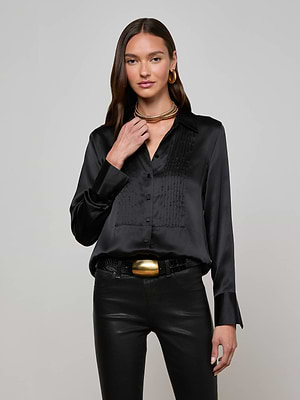 Divya Silk Shirt in Black | L'AGENCE Divya Silk Shirt in Black | L'AGENCE