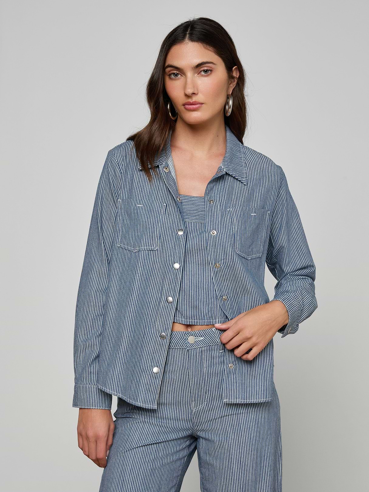 Isla Shirt in Azure Blue Stripe | L'AGENCE