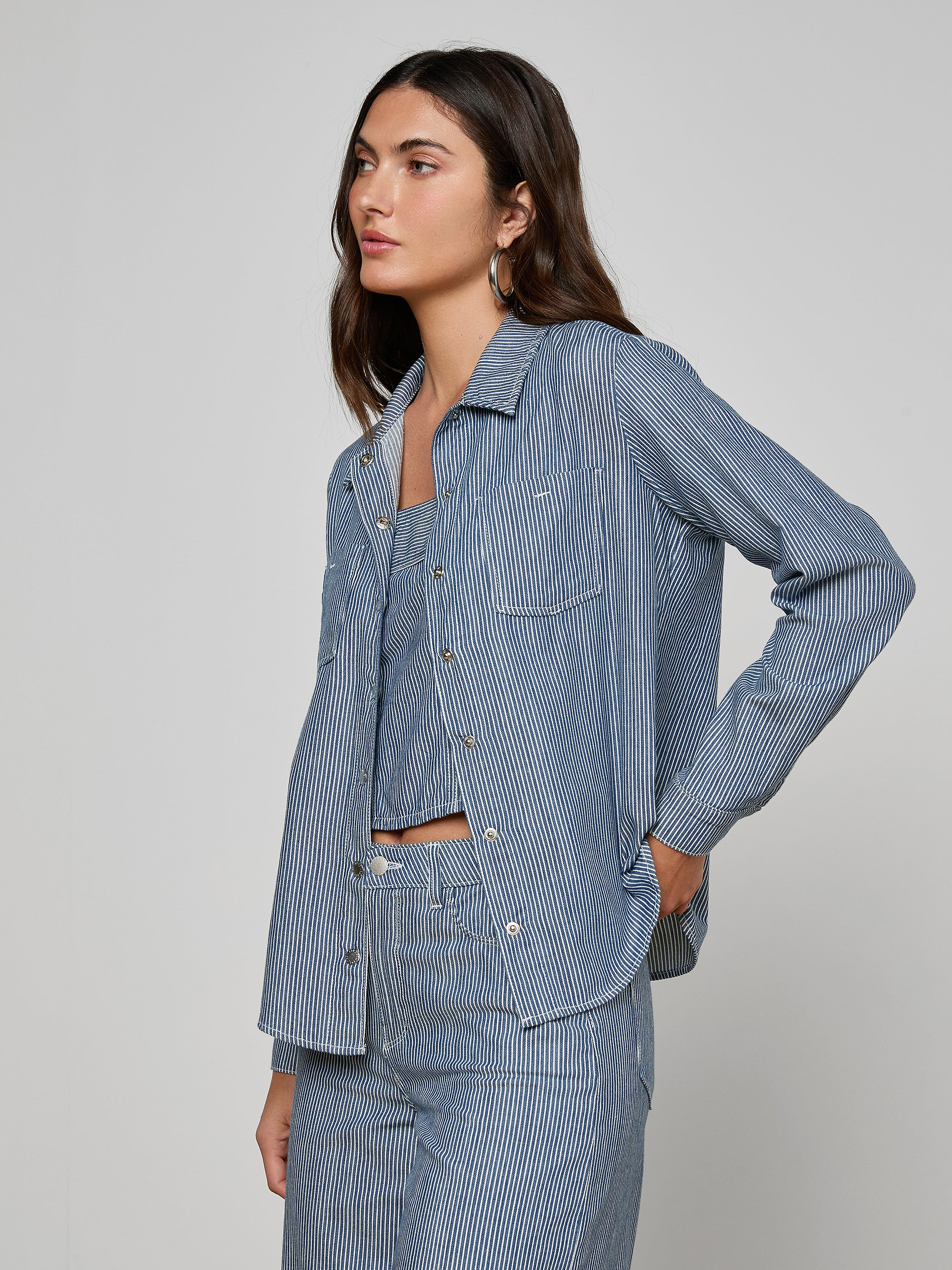Isla Shirt in Azure Blue Stripe | L'AGENCE
