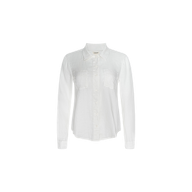 The Isla Linen Shirt is a white long-sleeve button-down with two chest pockets, shown against a plain white background.