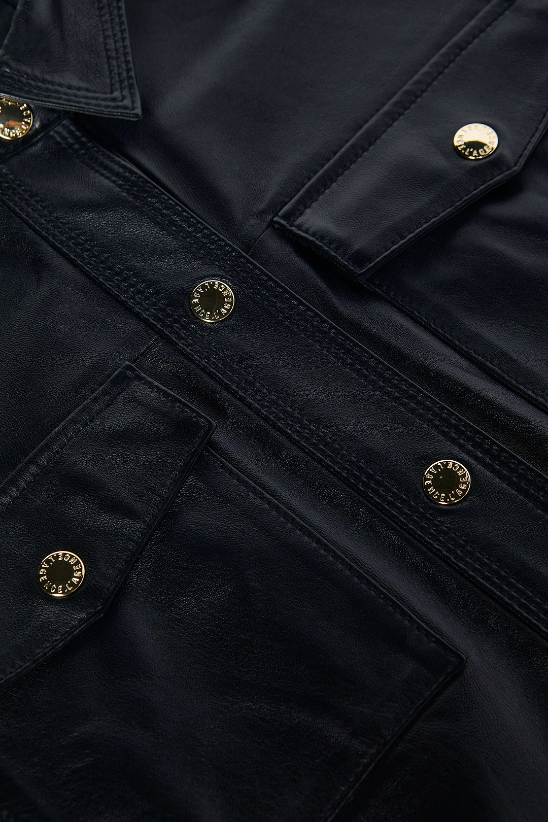 Avina Leather Shirt in Black | L'AGENCE