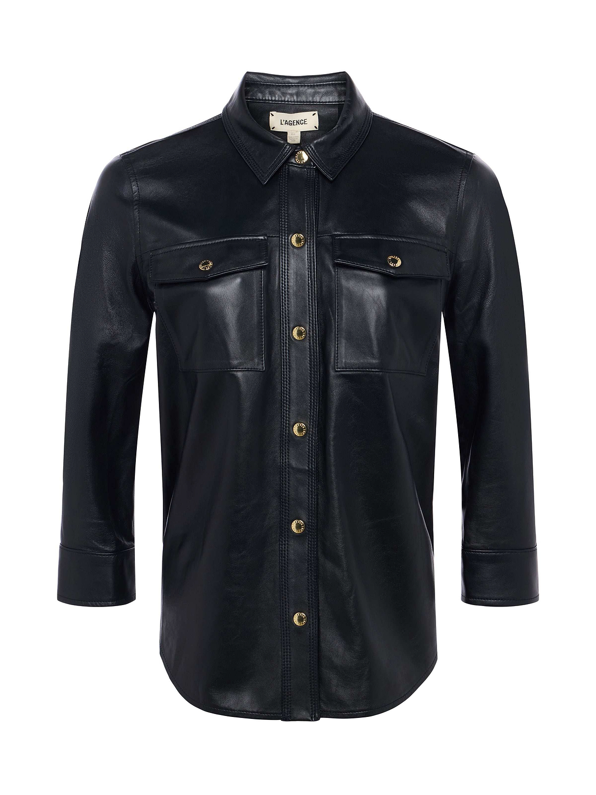 トップス SO by alexander van slobbe leather shirt Avina Leather Shirt in Black | L'AGENCE