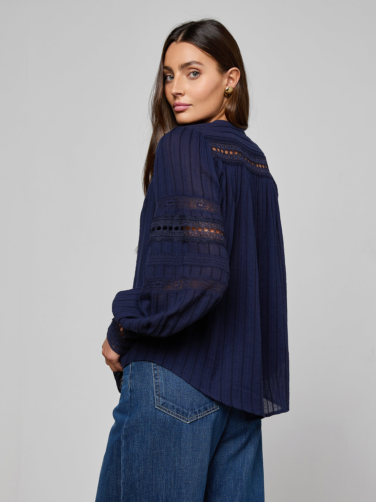 Kiera Blouse in Navy | L'AGENCE
