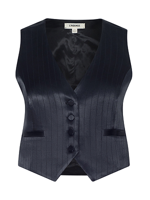 Black pinstripe vest on a white background