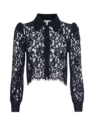 lace dress shirt L'AGENCE Anita Lace Blouse Top In Black