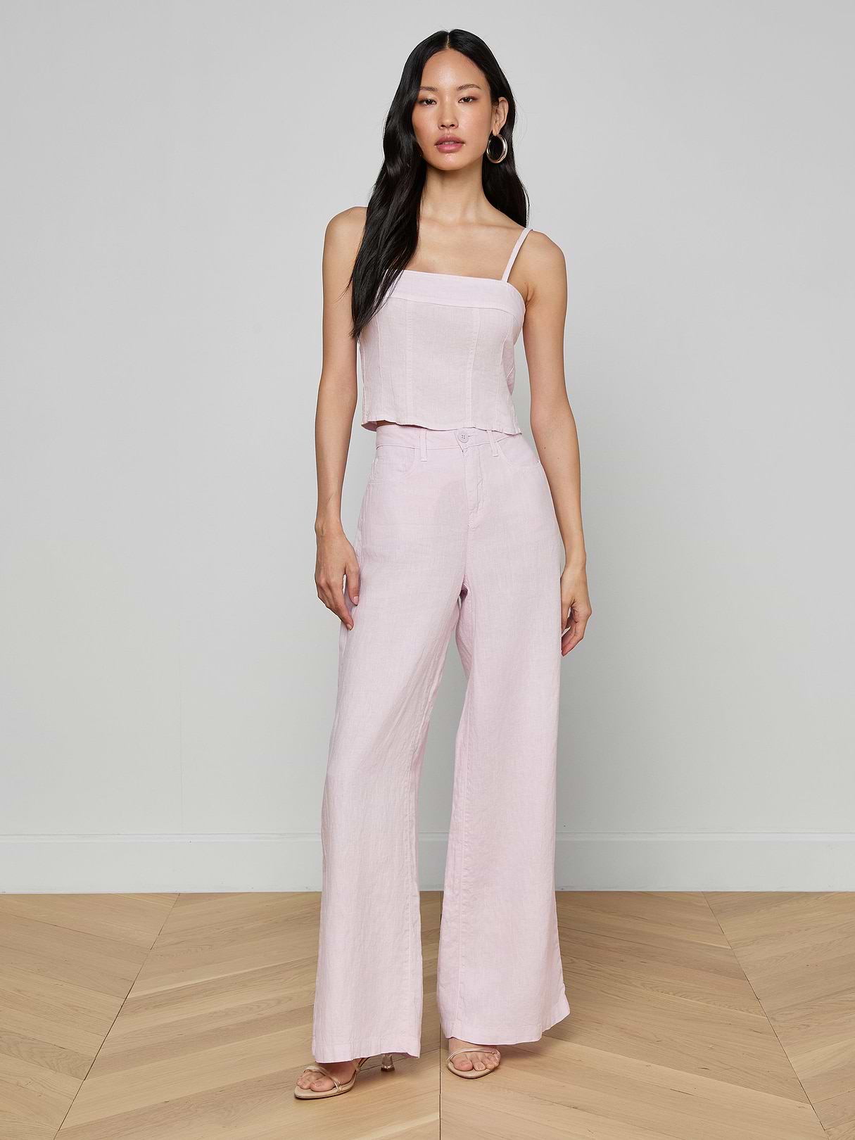 Arlin Linen Tank in Icy Lilac | L'AGENCE