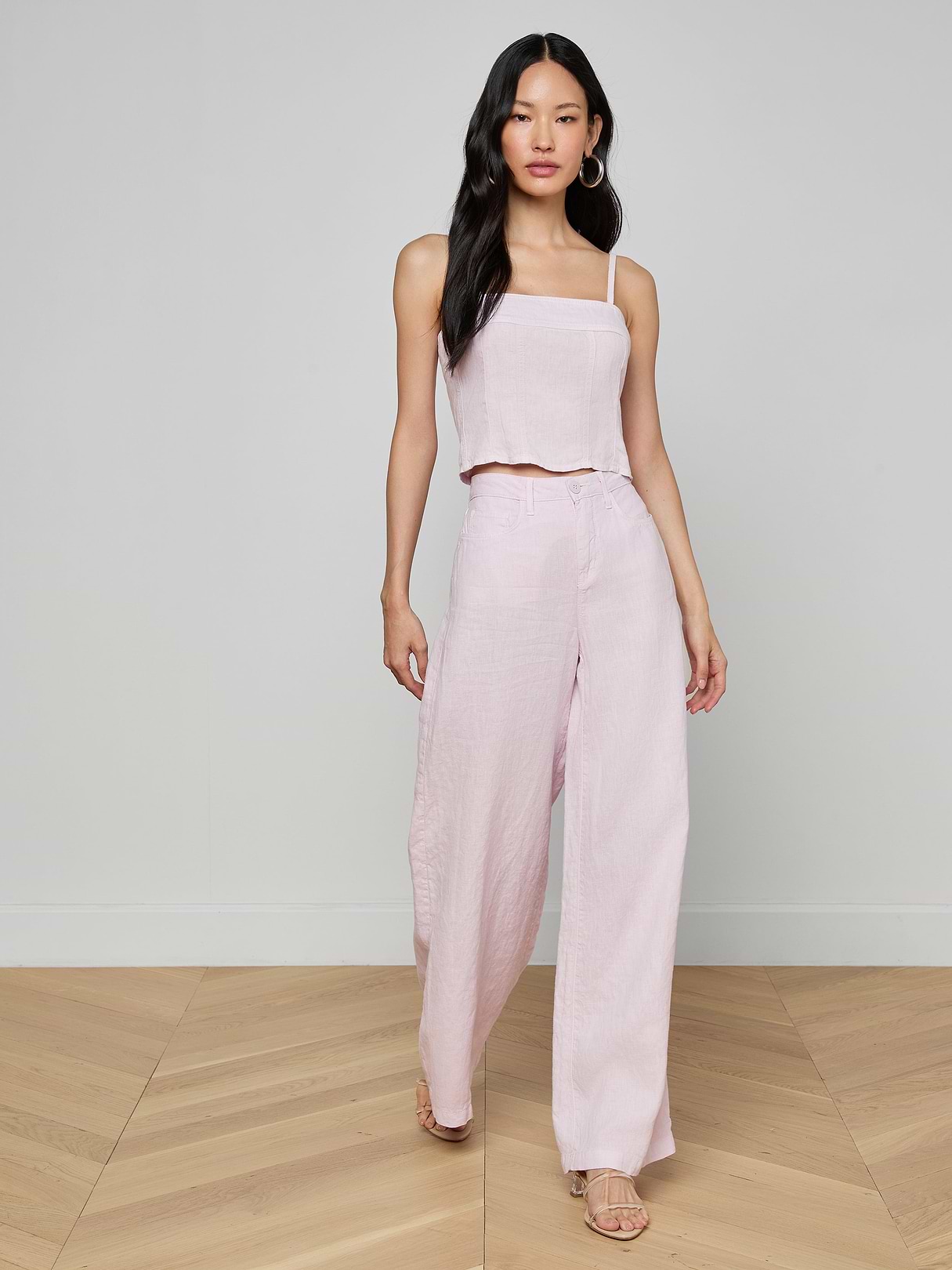 Gajess Linen Tank  pinkお取り置き Arlin Linen Tank in Icy Lilac | L'AGENCE