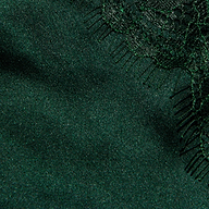 Close-up of the dark green Kimber Silk Lace Camisole, featuring a deep V-neckline and intricate lace trim along the edge.