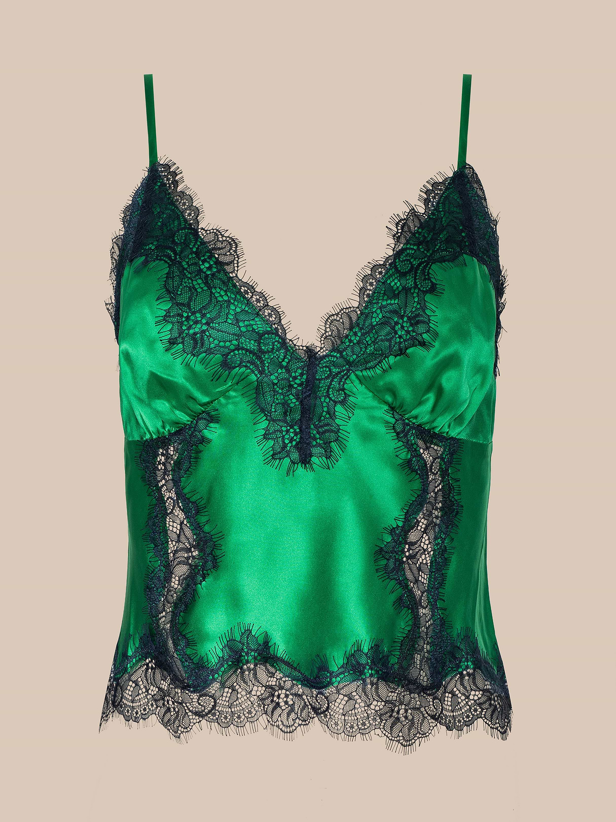 Kimber Silk Lace Camisole in Island Green/Midnight | L'AGENCE