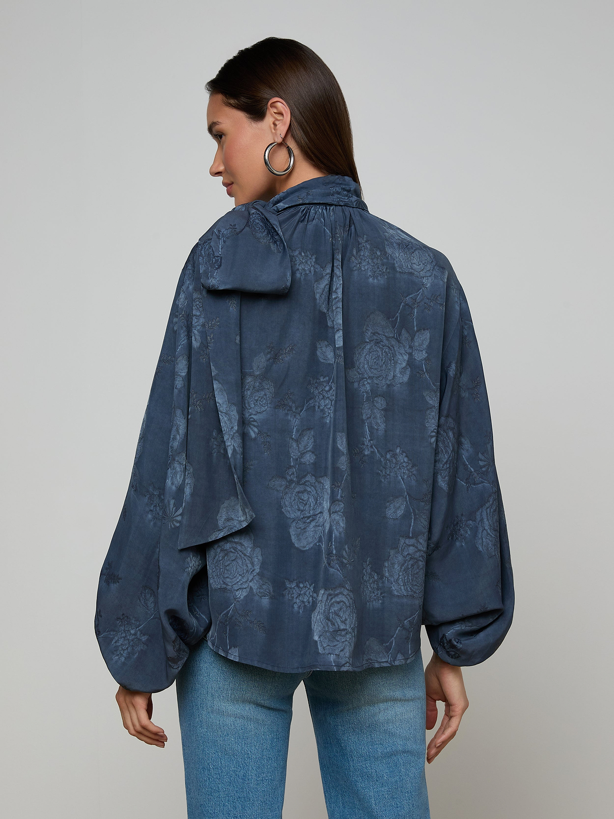 Rhett Oversized Blouse in Vintage Indigo Floral | L'AGENCE