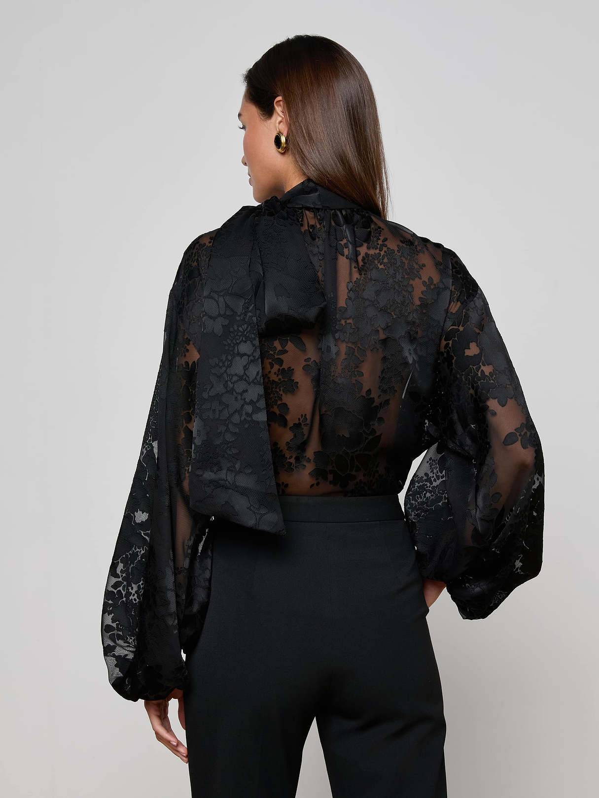 Rhett Burnout Satin Blouse in Black | L'AGENCE
