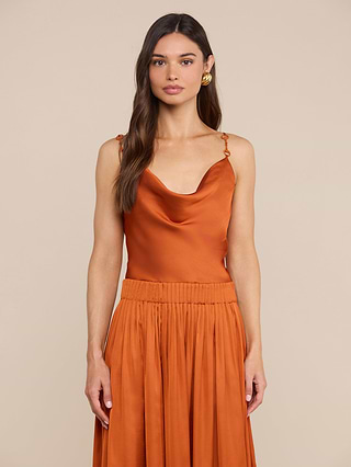 L'AGENCE Calista Satin Camisole In Sienna
