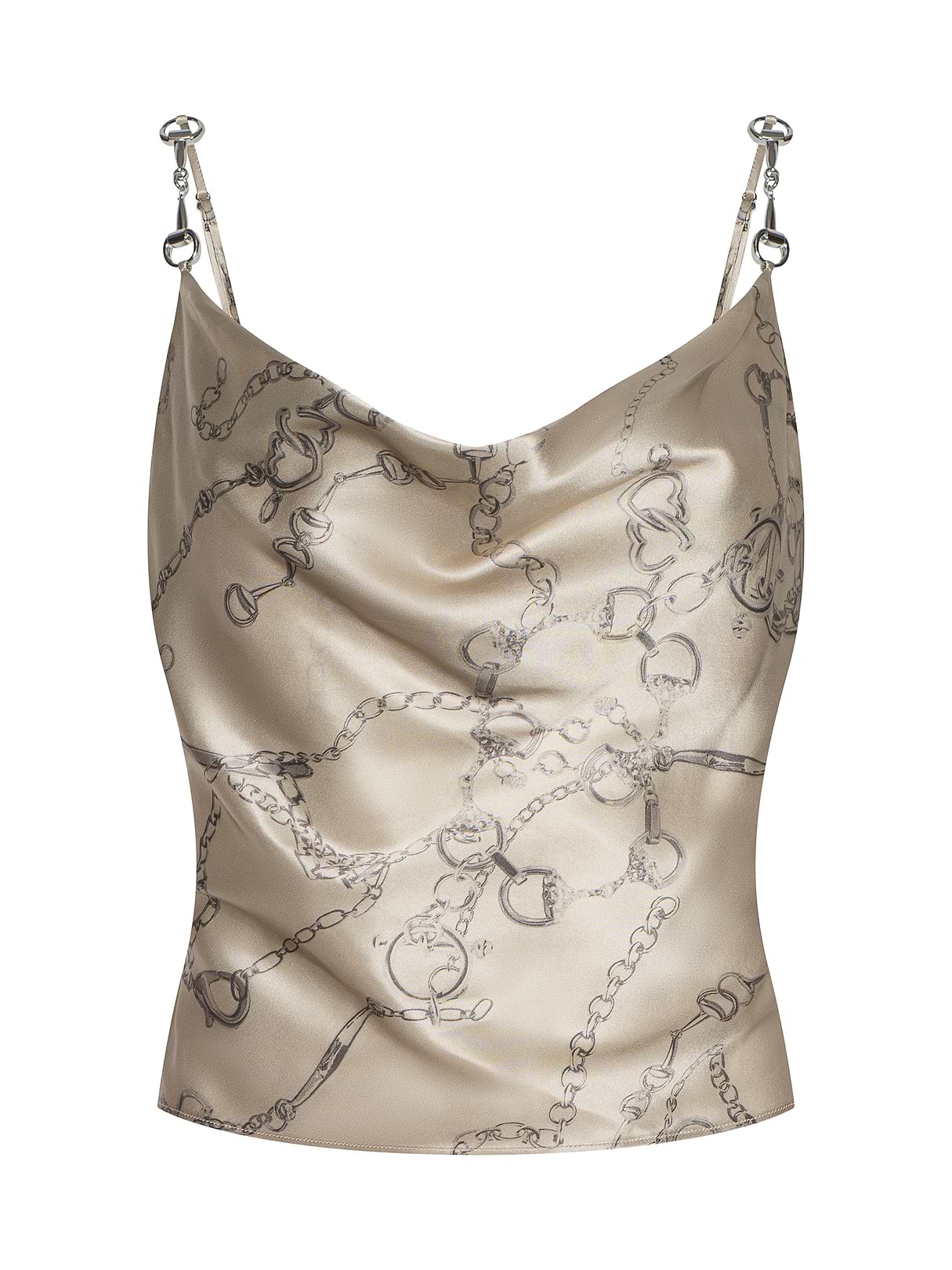 トップス litmus fluctuate chain camisole Calista Silk Camisole in Soft Macadamia Multi Small Horsebit Chain