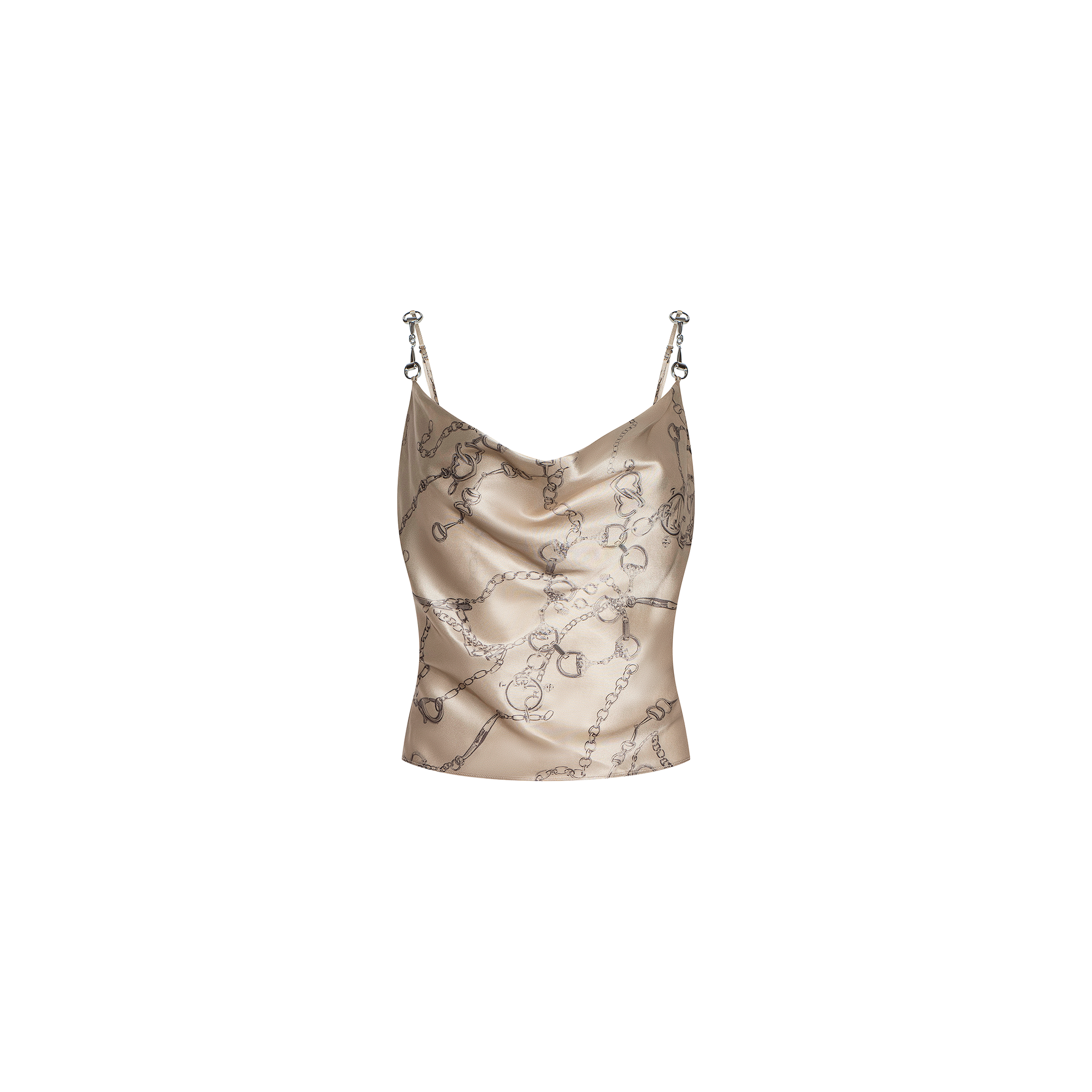 Calista Silk Camisole in Soft Macadamia Multi Small Horsebit Chain Calista Silk Camisole in Soft Macadamia Multi Small Horsebit Chain