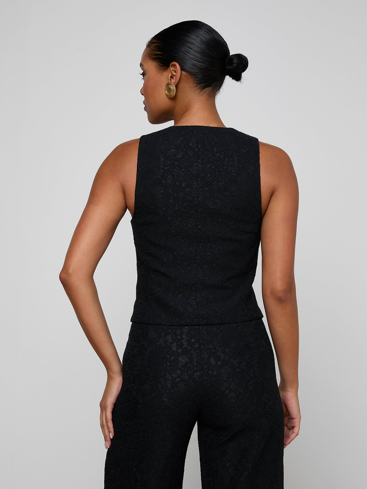 Kino Lace Vest in Black | L'AGENCE