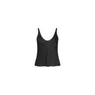 The Eddie Tank is a black bias-cut satin camisole with thin straps and a scoop neckline, offering a flattering drape, shown against a plain white background.