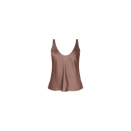 The Eddie Tank is a sleeveless camisole top in bias-cut, cardamom brown satin featuring a scoop neckline, shown against a plain white background.