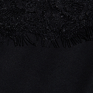 Close-up of the black lace trim with a fringed edge, layered over the smooth satin fabric of the Elka Satin Lace Camisole.