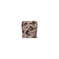 The Paulette Corset Top is a fashion-forward strapless piece in brown and beige, featuring a textured abstract floral jacquard design, displayed against a plain white background.