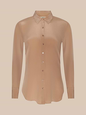 L'AGENCE Babette Silk Blouse Top In Dark Cappuccino L'AGENCE Babette Silk Blouse Top In Dark Cappuccino