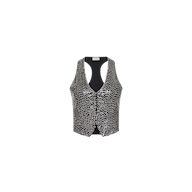 Nixe Embellished Vest, a sleeveless racerback cropped vest fully covered in hand-embellished silver sequins.