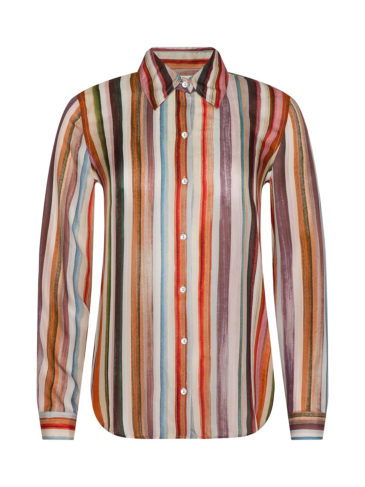 Nina Silk Blouse in Multi Watercolor Stripe | L'AGENCE