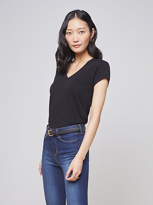 Becca Cotton V-Neck Tee tee shirt L'AGENCE   