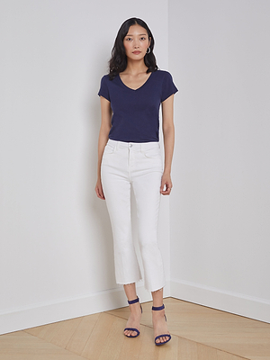 Becca Cotton V-Neck Tee tee shirt L'AGENCE   
