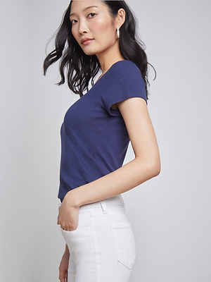 Becca Cotton V-Neck Tee tee shirt L'AGENCE   