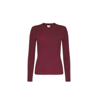 Tess Long Sleeve Tee in burgundy, featuring a slim-fit, long-sleeve crewneck design in stretch jersey.