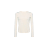 Introducing the Tess Long Sleeve Tee—a slim fit, long sleeve top crafted from soft rayon jersey, featuring a classic crew neck in plain white, beautifully showcased against a white background.