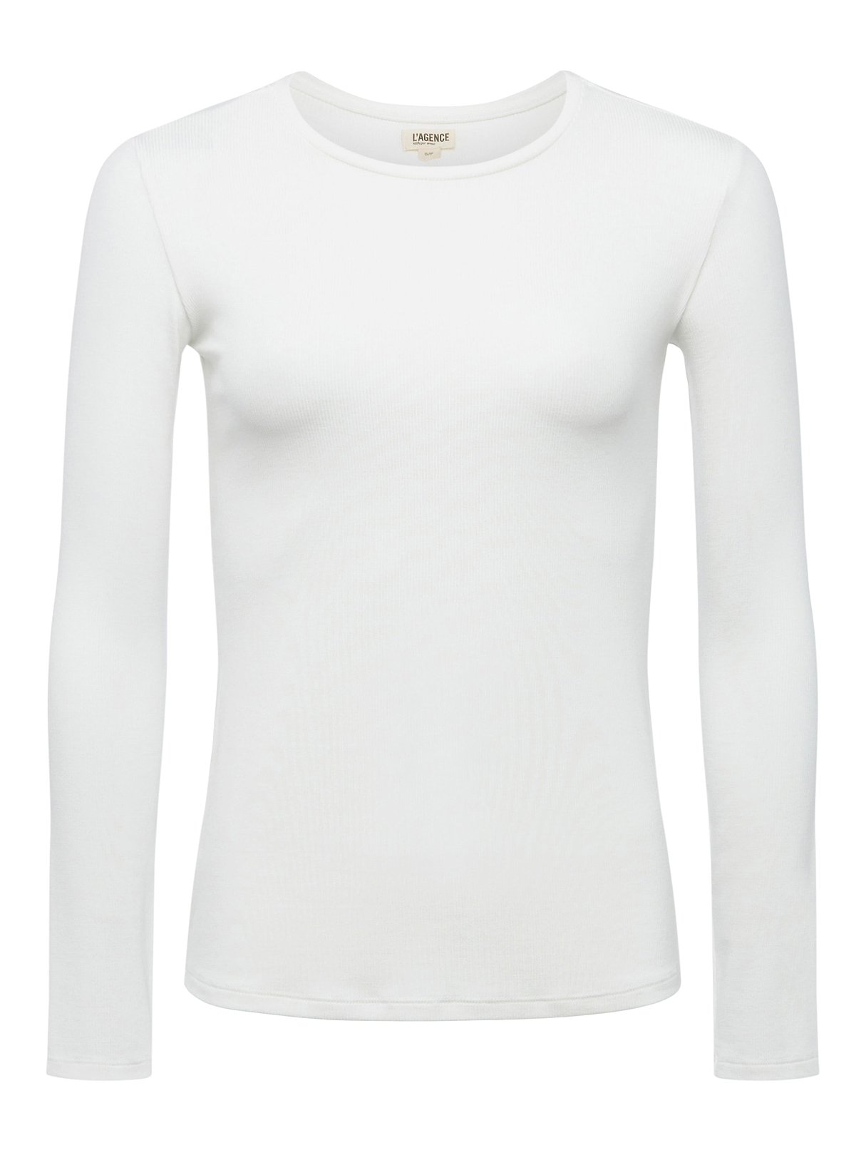 Tess Long Sleeve Tee in White Micro Modal | L'AGENCE