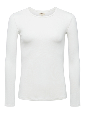 The Tess Long Sleeve Tee is shown against a white background. This slim-fit top features a fitted silhouette and is crafted from soft microfiber jersey, with no visible patterns or designs.