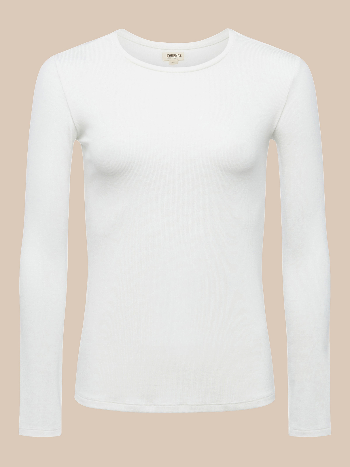 Tess Long Sleeve Tee in White Micro Modal | L'AGENCE