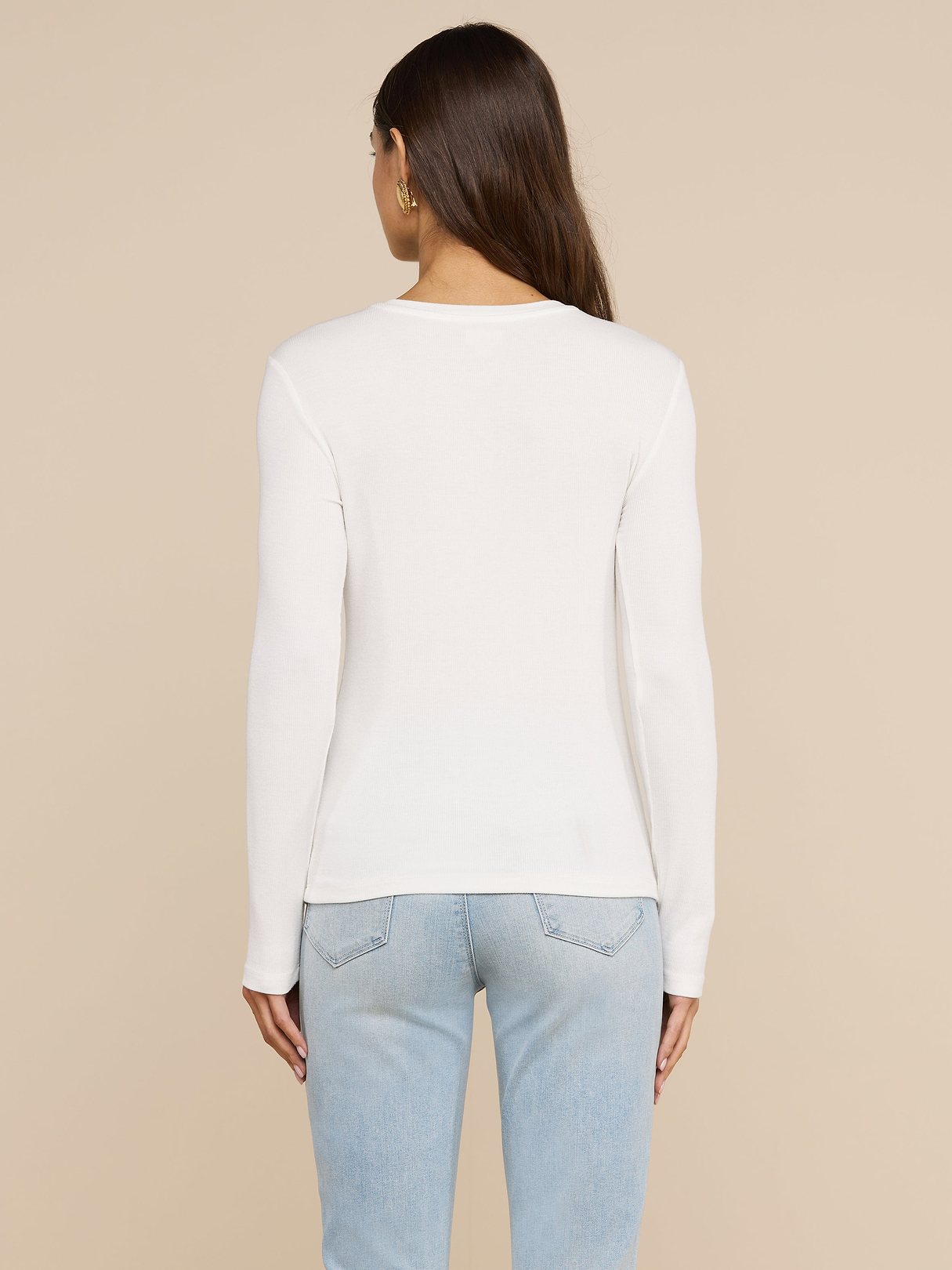 Tess Long Sleeve Tee in White Micro Modal | L'AGENCE
