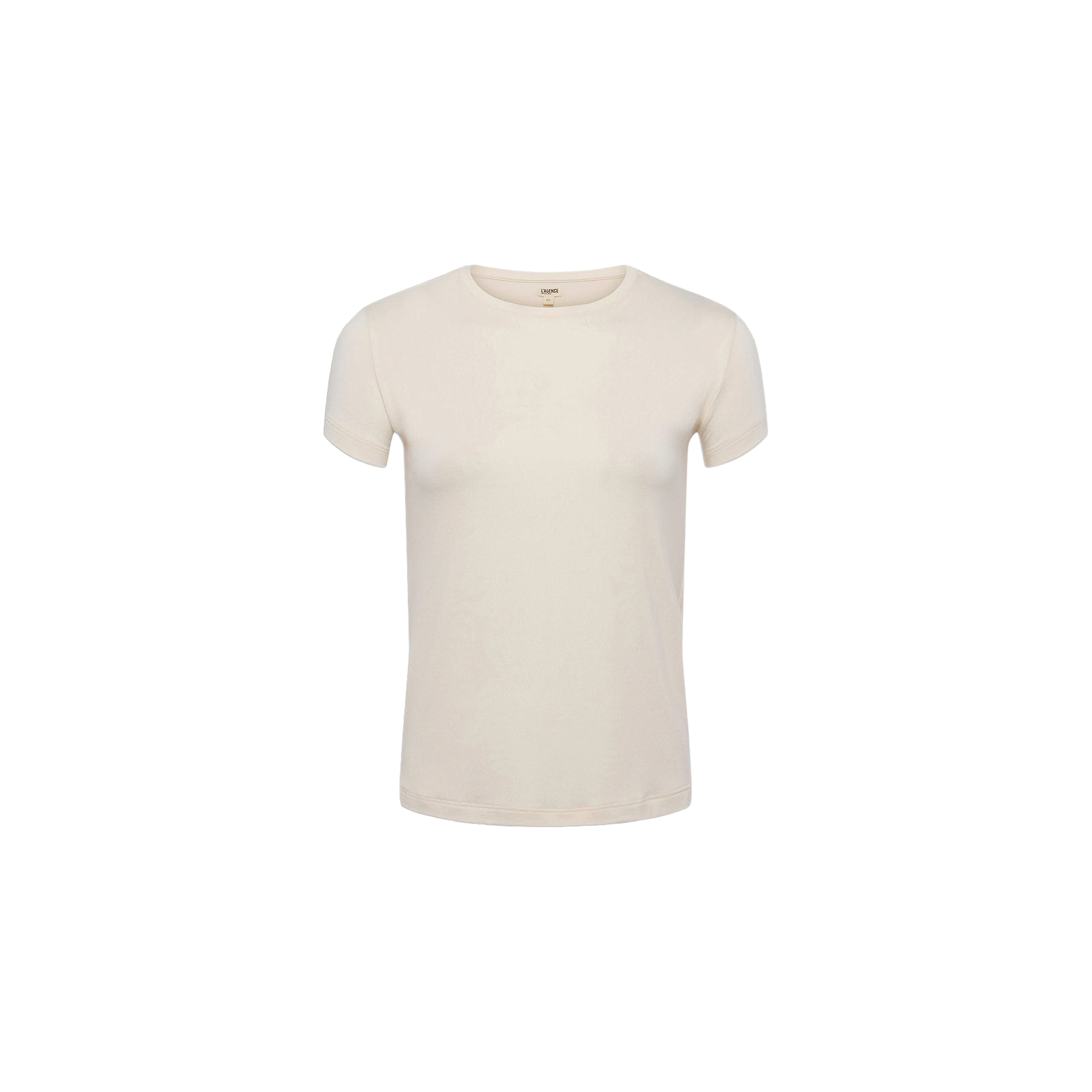 A Ressi Fitted Tee in vintage white, featuring a slim fit, short sleeves, and a crew neck, is displayed on a white background.