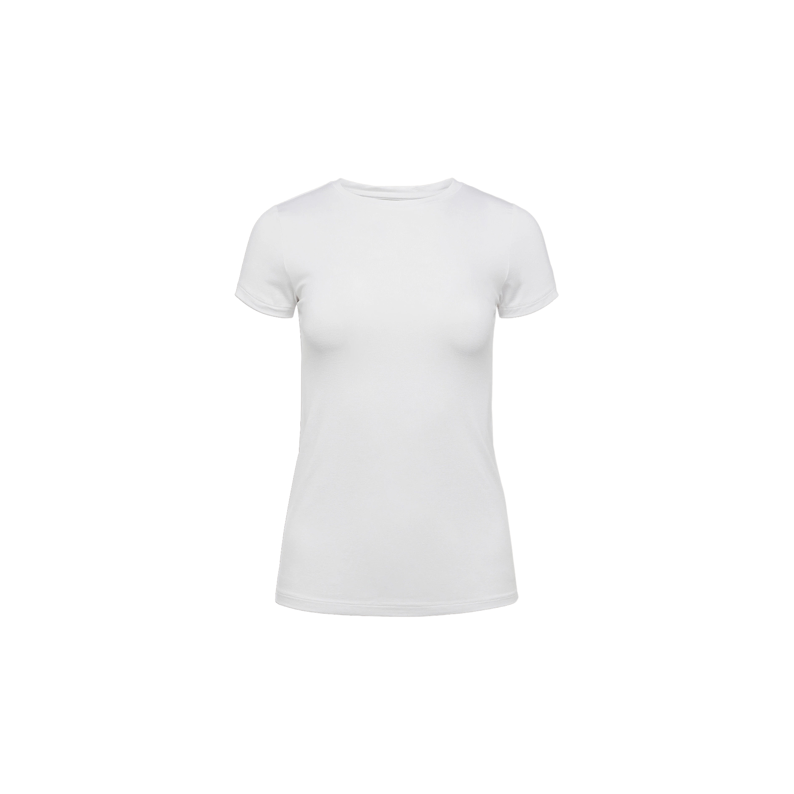 Ressi Fitted Tee, a form-fitting short-sleeve crew neck in plain white, displayed on a white background and photographed from the front.