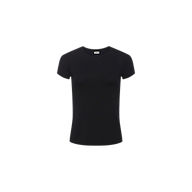 The Ressi Micro-Rib Tee, a slim-fit crew-neck shirt with short sleeves in plain black, is displayed on a white background.
