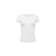 A Ressi Micro-Rib Tee in plain white, featuring short sleeves, a slim fit, and a crew neckline, is displayed on a white background.