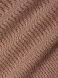 Close-up of the Nica Scoopneck Bodysuit in a brown, high recovery stretch rib fabric featuring horizontal textured lines and soft shadows that enhance its depth and dimension.