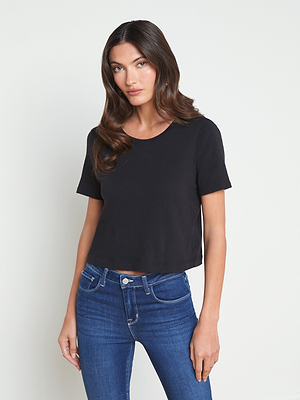Donna Cotton Cropped Tee tee shirt L'AGENCE   