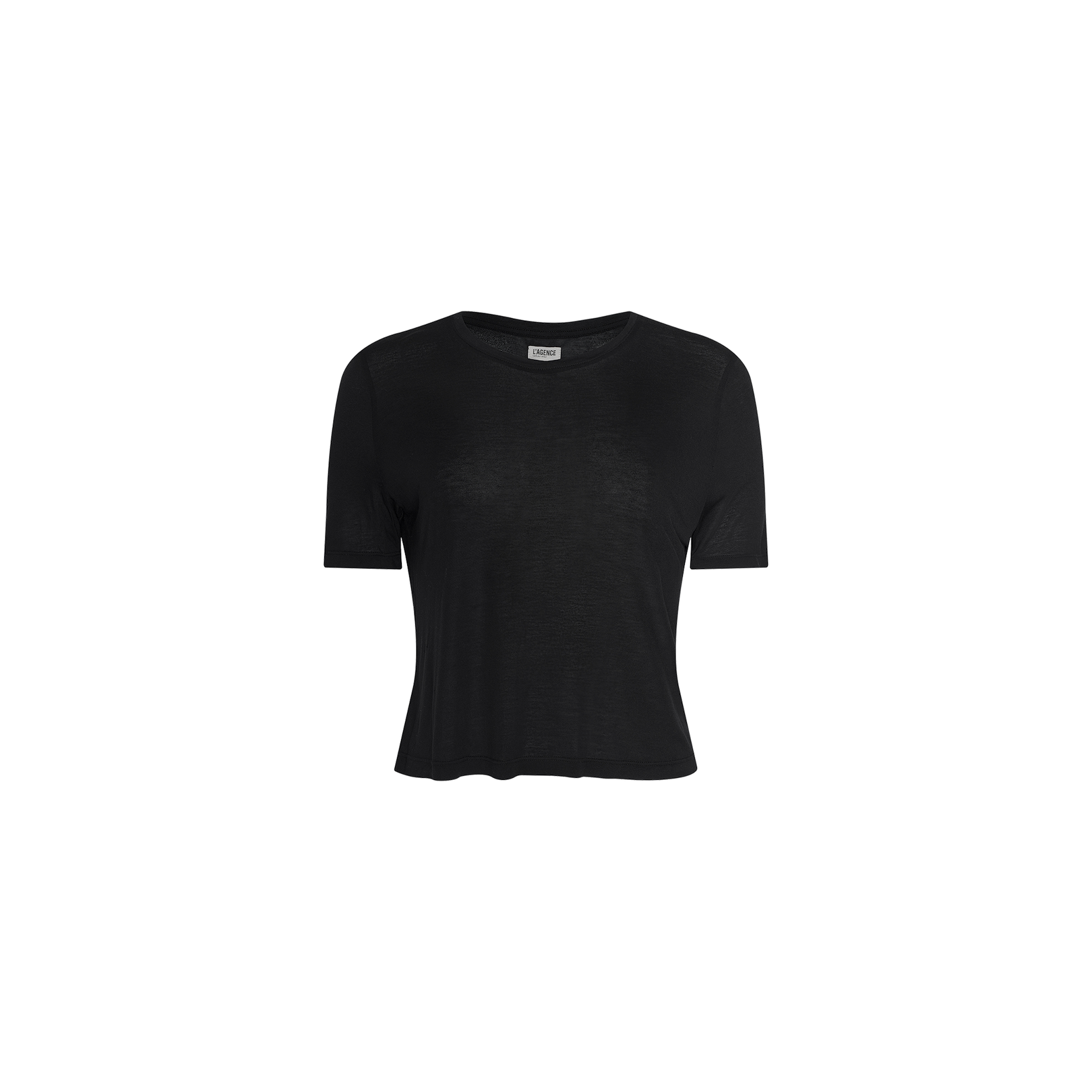 The Remy Tee is a relaxed fit, short-sleeve t-shirt in plain black, crafted from soft micro modal jersey and displayed on a white background.