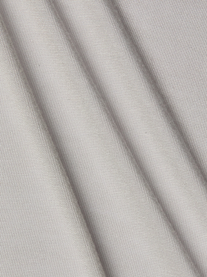 Close-up of light gray, diagonally ribbed micro modal jersey on the Remy Tee—soft folds and subtle shadows create a textured look, making it perfect for your favorite off-duty staple.